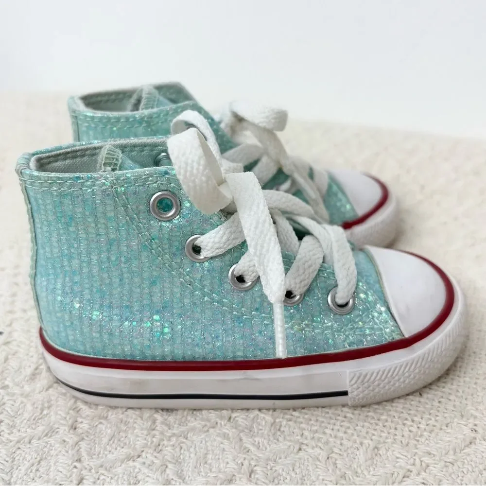Converse teal glitter